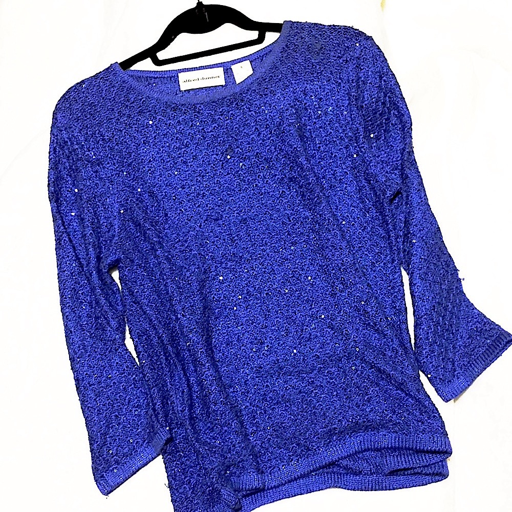 Lovely Shiny Royal Blue Crew Pullover Sweater /Sm.